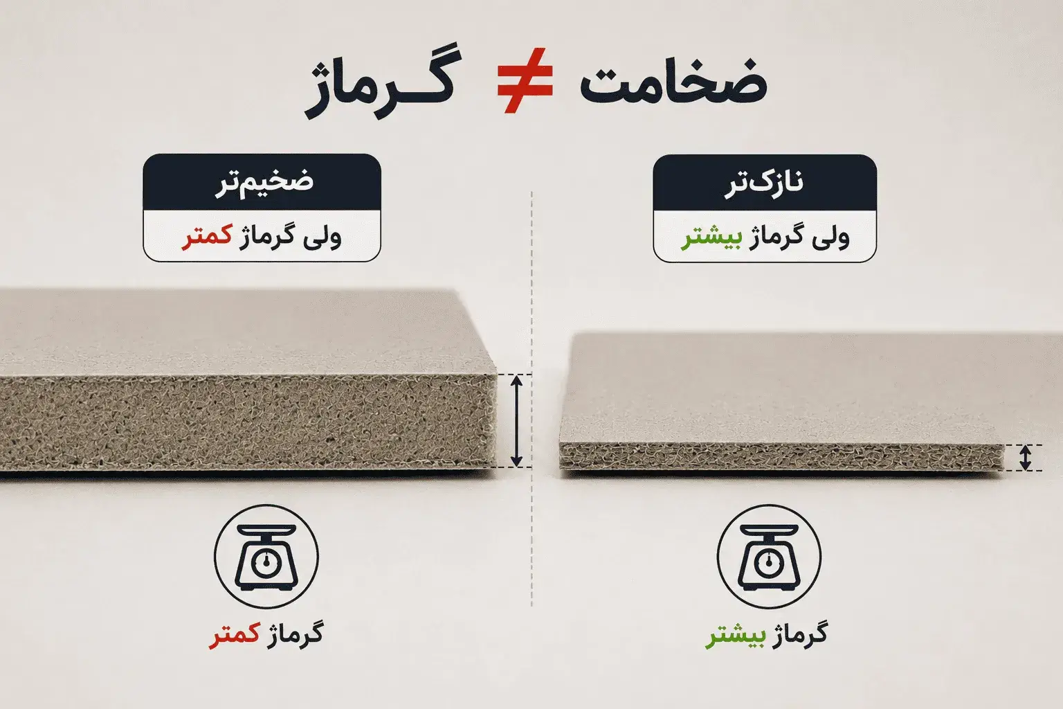 تفاوت گرماژ و ضخامت