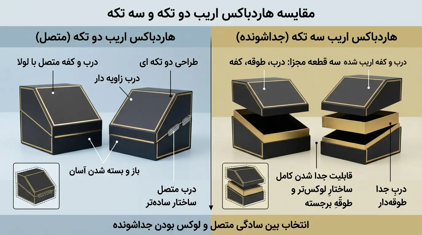 مقایسه جعبه هاردباکس اریب دو تکه و سه تکه